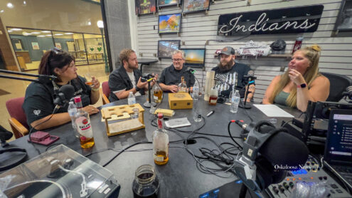 From left to right; Melissa Merrifield, Levi Fahlenkamp, Wes Fahlenkamp, Matt DeWeese, and Renee Falls, joined Oskaloosa News about the upcoming Des Moines Whiskey Festival.