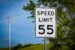 A 55 mph sign remains in place along an Iowa roadway as Iowa road agencies continue reviewing and updating speed limit signs following the state’s move to a 60 mph default speed limit on many rural paved roads.