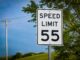 A 55 mph sign remains in place along an Iowa roadway as Iowa road agencies continue reviewing and updating speed limit signs following the state’s move to a 60 mph default speed limit on many rural paved roads.