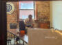 Iowa Auditor Rob Sand in a quiet moment before speaking with the media at his town hall stop in Oskaloosa this week.