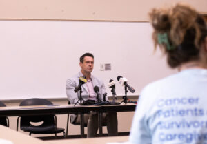  Republican gubernatorial candidate Zach Lahn at an American Cancer Society Cancer Action Network in Urbandale Aug. 18, 2026. (Photo by Cami Koons/Iowa Capital Dispatch) 