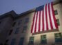 An American flag hangs down the side of the Pentagon, Sept. 11, 2026. The flag was unfurled during a sunrise ceremony to mark the 25th anniversary of 9/11. (Photo by Air Force Staff Sgt. Madelyn Keech/Department of Defense)