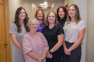 Mahaska Health New Sharon clinic team members from left to right, Tara Stout, DNP, ARNP-BC, Gayle Johnson, ARNP, Kelly Hampton, RN, Missy Bandstra, RN, Celina Tooley, RN, and Leah Bruxvoort, MSN, ARNP.