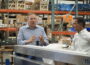 U.S. Environmental Protection Agency Administrator Lee Zeldin, left, spoke with Albert Marasco, CEO of Summit Products on a tour of the Summit Products manufacturing facility in Altoona Oct. 11, 2026. (Photo by Robin Opsahl/Iowa Capital Dispatch)